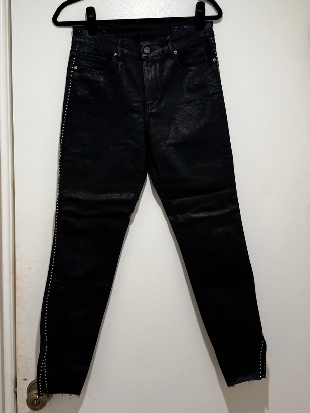 All Saints Black Stud-Trim Jeans brand new